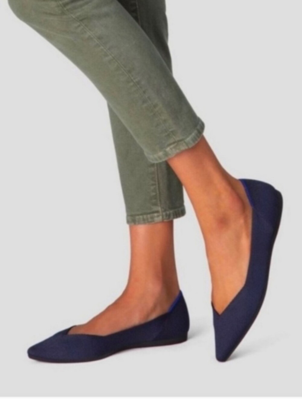 Rothy's The Point Navy Blue Knit Pointed Toe Flats Size 9.